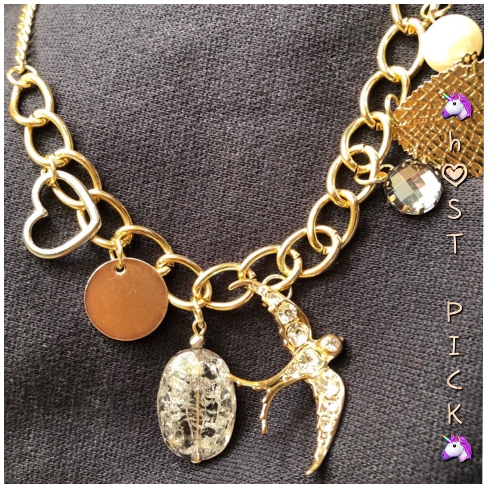Gold necklace Bird charm NEW 16” to 20”